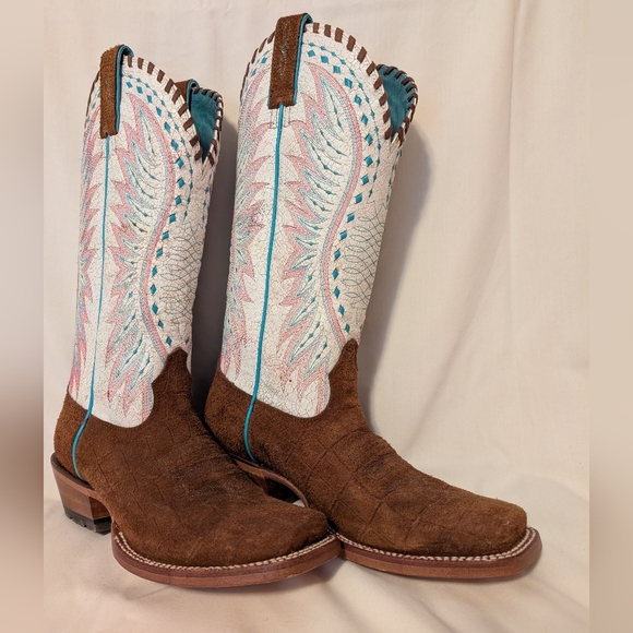 Ariat "Derby" Brown and White Western Boots - Picture 5 of 8